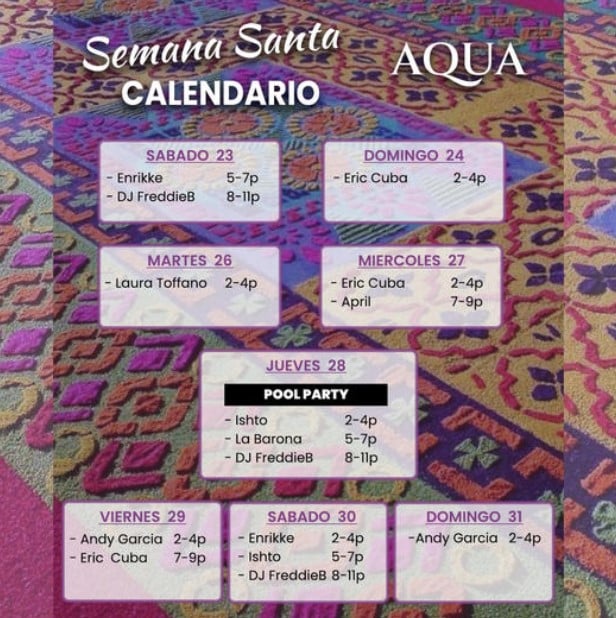 Aqua Antigua Event Calendar